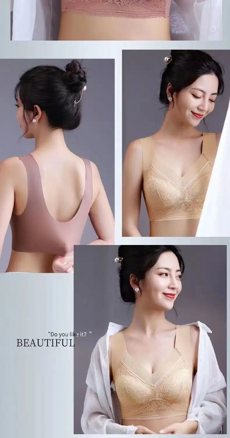 Live Explosions plus size Traceless Bra Women's Gather French Style Bra Without Steel Ring Beautiful Back Sexy Sports Beautiful Back Girly Strapless — feature 19
