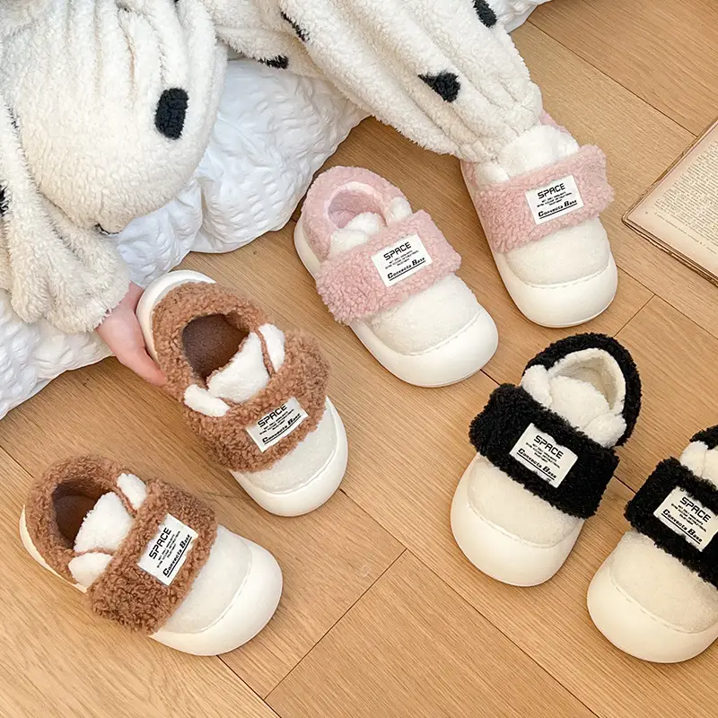 Velcro Cotton Slippers Women's Winter Lambcock Heel Mao fleece-lined Thick-soled Indoor Household All-match Warm Cotton Shoes - Image 7
