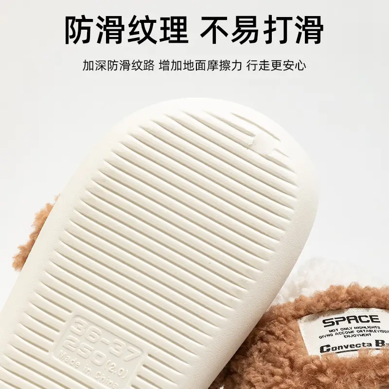 Velcro Cotton Slippers Women's Winter Lambcock Heel Mao fleece-lined Thick-soled Indoor Household All-match Warm Cotton Shoes - Image 9