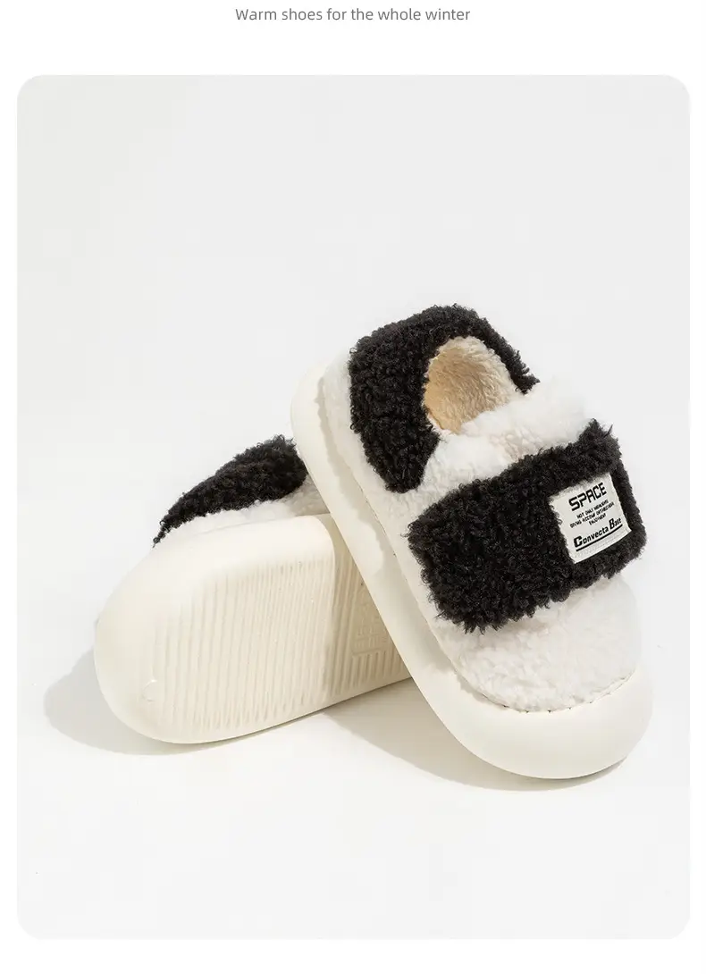 Velcro Cotton Slippers Women's Winter Lambcock Heel Mao fleece-lined Thick-soled Indoor Household All-match Warm Cotton Shoes — feature 10