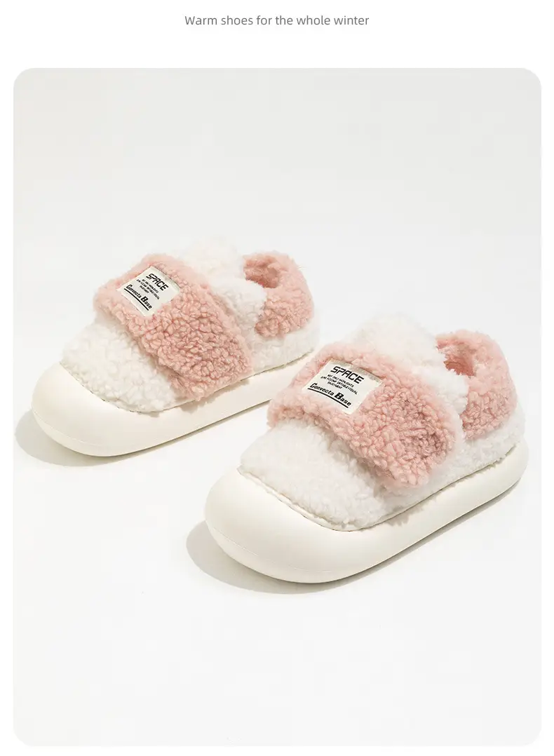 Velcro Cotton Slippers Women's Winter Lambcock Heel Mao fleece-lined Thick-soled Indoor Household All-match Warm Cotton Shoes — feature 11