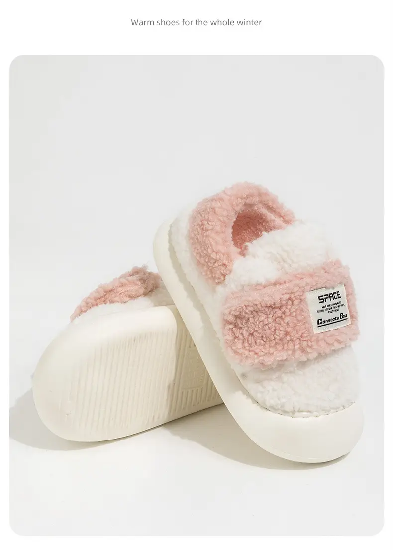 Velcro Cotton Slippers Women's Winter Lambcock Heel Mao fleece-lined Thick-soled Indoor Household All-match Warm Cotton Shoes — feature 12