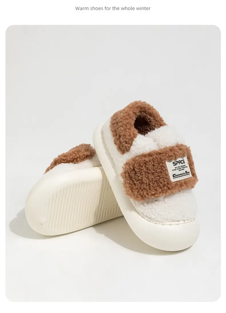 Velcro Cotton Slippers Women's Winter Lambcock Heel Mao fleece-lined Thick-soled Indoor Household All-match Warm Cotton Shoes — feature 8
