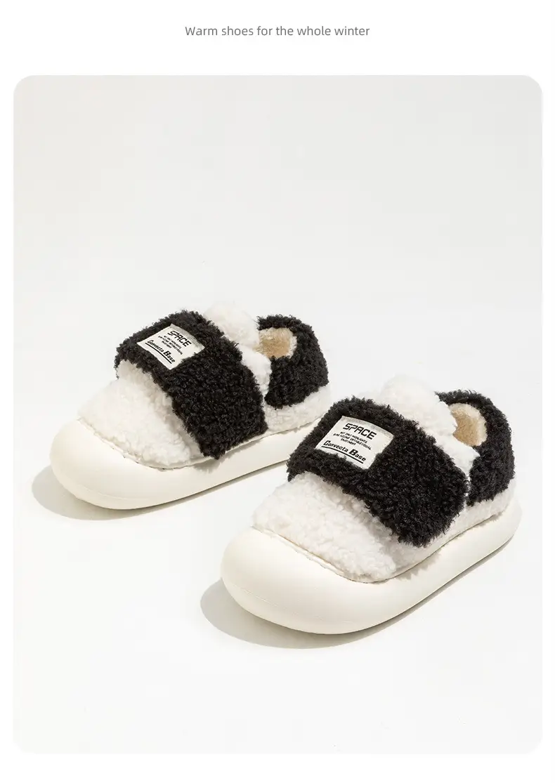 Velcro Cotton Slippers Women's Winter Lambcock Heel Mao fleece-lined Thick-soled Indoor Household All-match Warm Cotton Shoes — feature 9