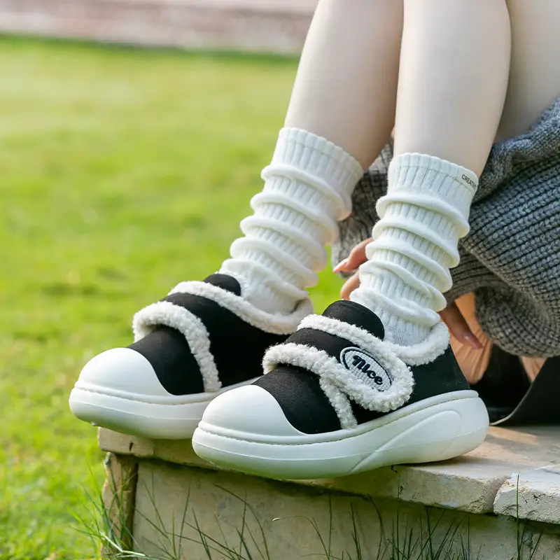 Velcro Cotton Slippers Women's Winter Lambcock Heel Mao fleece-lined Thick-soled Indoor Household All-match Warm Cotton Shoes - Image 4