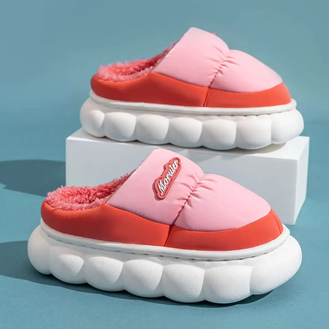 Winter Children's Cotton Slippers with Heel, Parent-Child Cotton Shoes, Big Children's Warm Non-Slip Waterproof down Shoes, Home Children's Style - Image 19