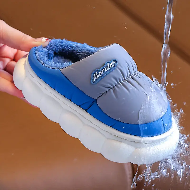 Winter Children's Cotton Slippers with Heel, Parent-Child Cotton Shoes, Big Children's Warm Non-Slip Waterproof down Shoes, Home Children's Style - Image 20