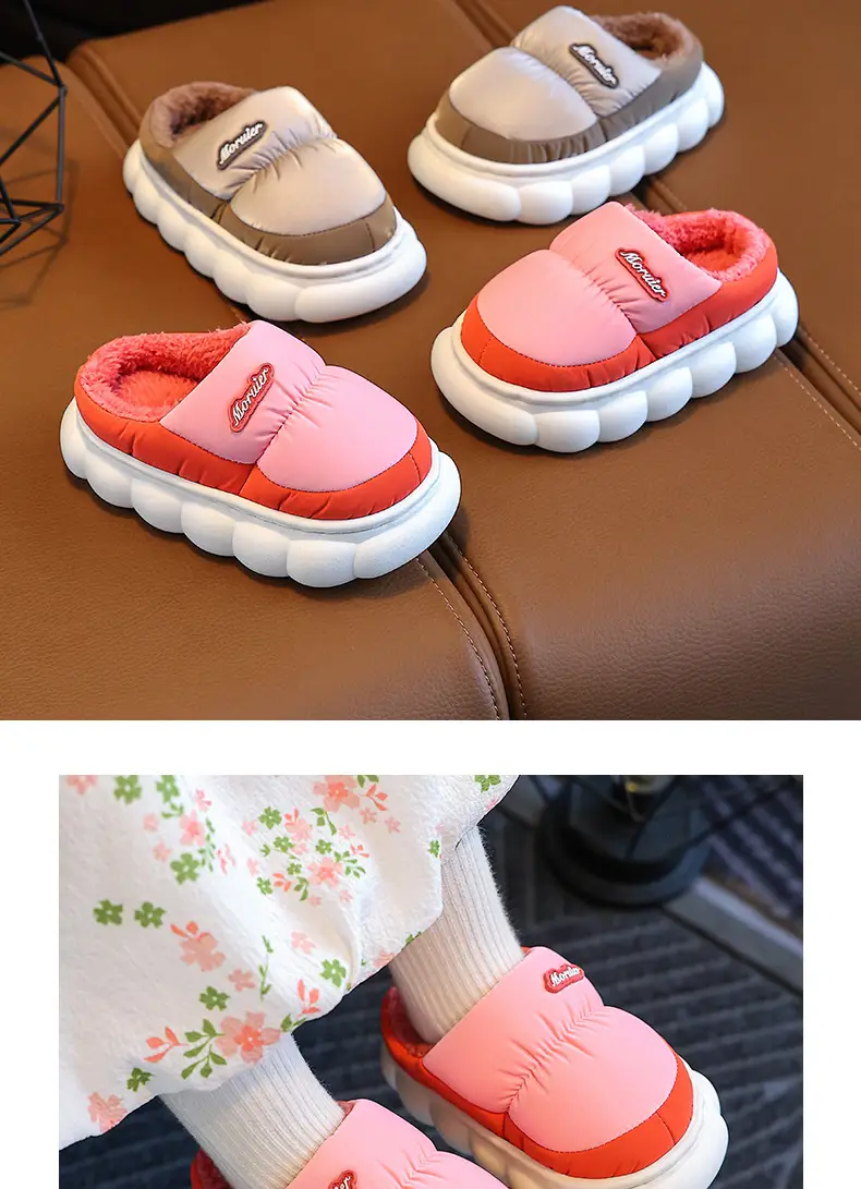 Winter Children's Cotton Slippers with Heel, Parent-Child Cotton Shoes, Big Children's Warm Non-Slip Waterproof down Shoes, Home Children's Style — feature 13