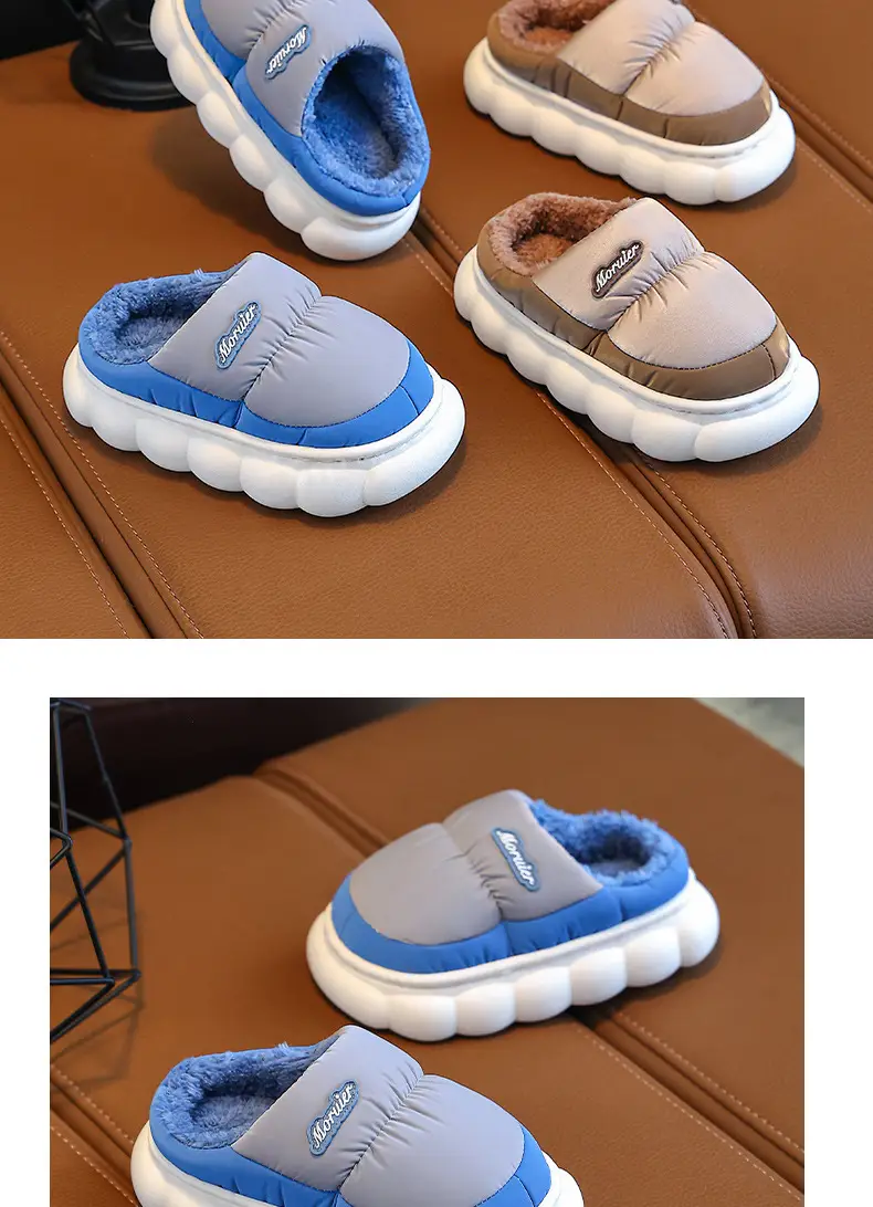 Winter Children's Cotton Slippers with Heel, Parent-Child Cotton Shoes, Big Children's Warm Non-Slip Waterproof down Shoes, Home Children's Style — feature 17
