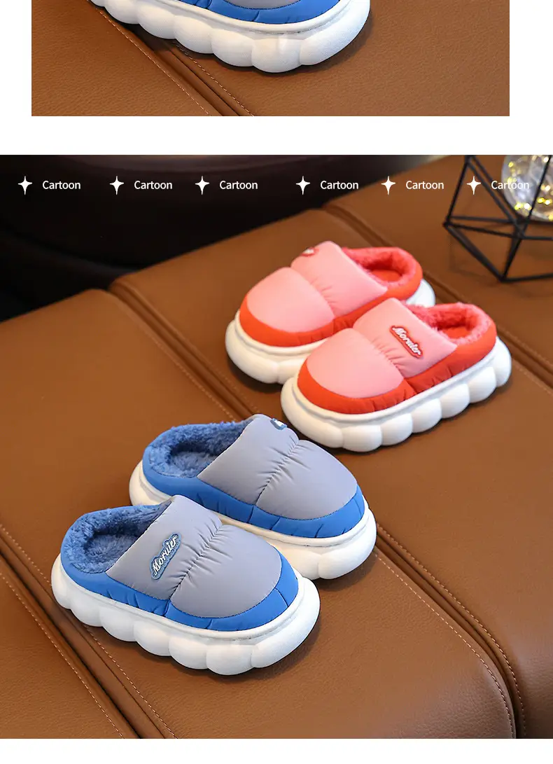 Winter Children's Cotton Slippers with Heel, Parent-Child Cotton Shoes, Big Children's Warm Non-Slip Waterproof down Shoes, Home Children's Style — feature 18