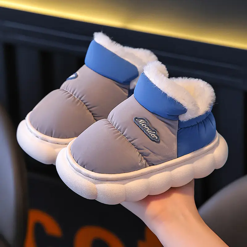 Winter Children's Cotton Slippers with Heel, Parent-Child Cotton Shoes, Big Children's Warm Non-Slip Waterproof down Shoes, Home Children's Style - Image 10