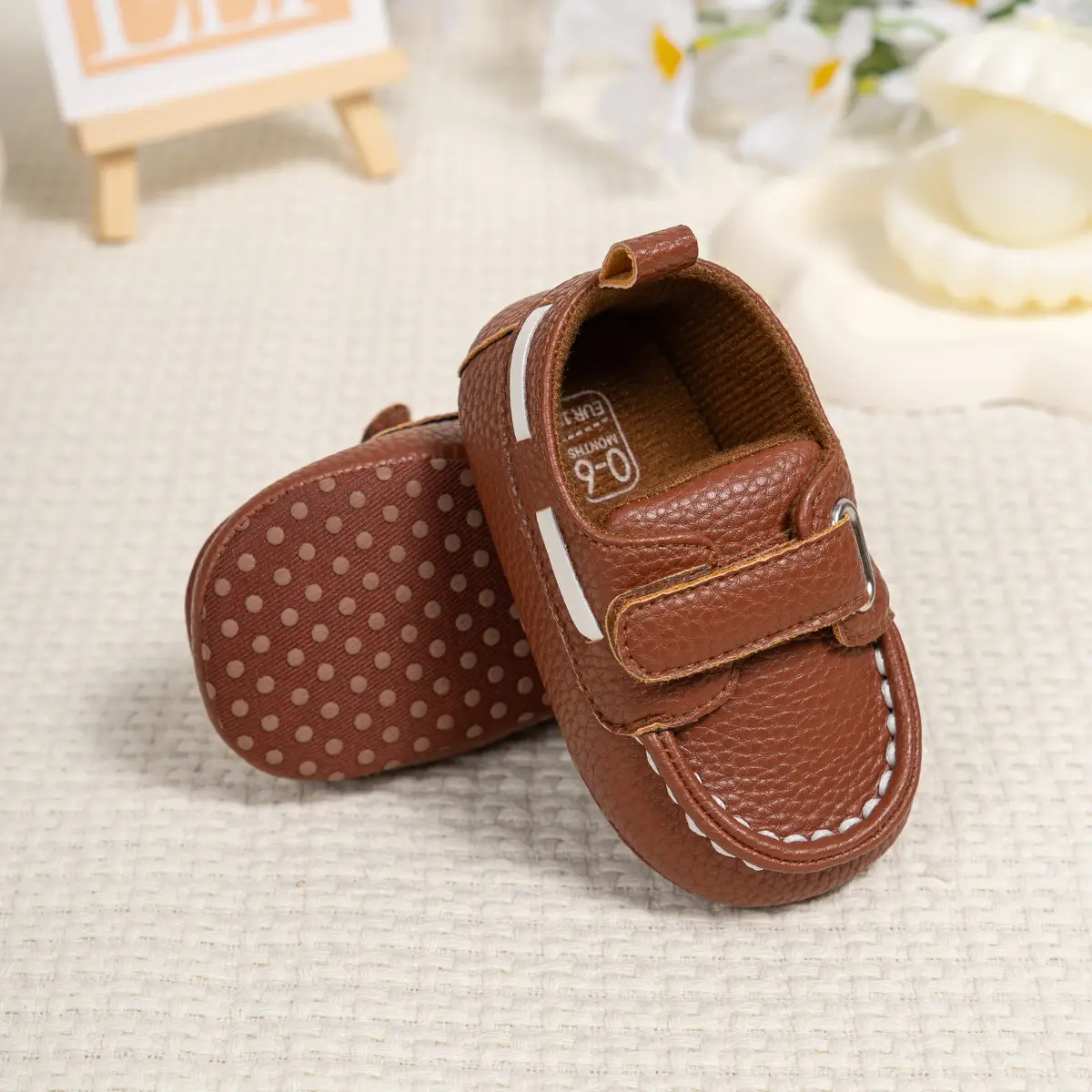 Baby Shoes Brown White Black Velcro Non-Slip — feature 20