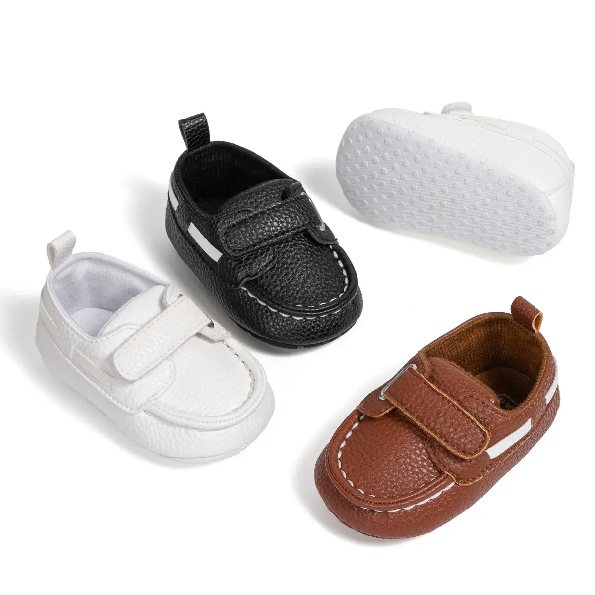 Baby Shoes Brown White Black Velcro Non-Slip — feature 6