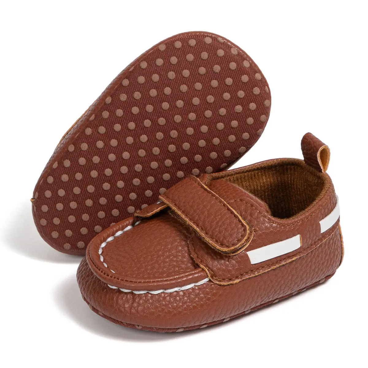 Baby Shoes Brown White Black Velcro Non-Slip
