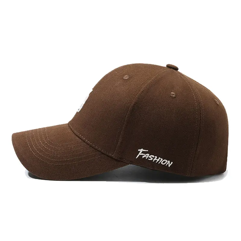 Korean Style Brown Baseball Cap for Women with Wide Brim