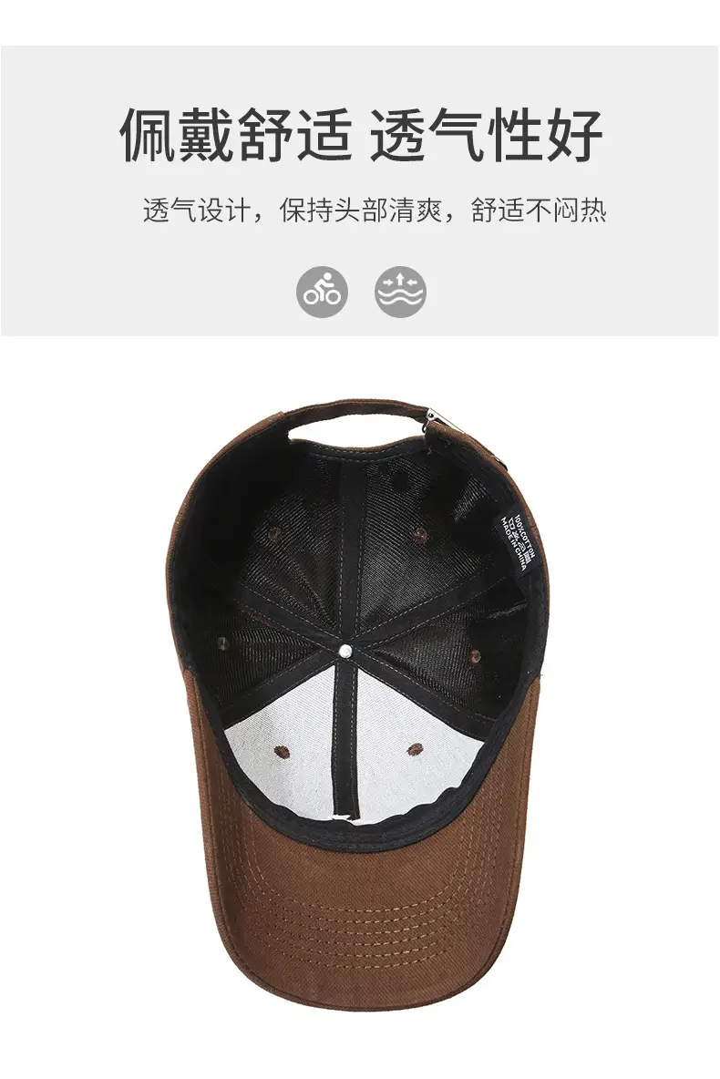Korean Style Brown Baseball Cap for Women with Wide Brim — feature 6