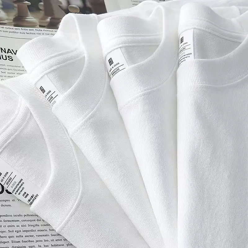 Heavy 230g solid color men's and women's short sleeve bottoming shirt pure white T-shirt combed cotton Tee half sleeve support customization