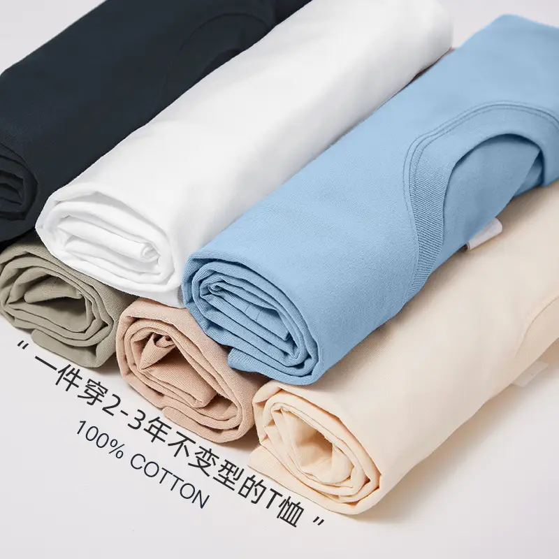 Heavy 230g solid color men's and women's short sleeve bottoming shirt pure white T-shirt combed cotton Tee half sleeve support customization — feature 11
