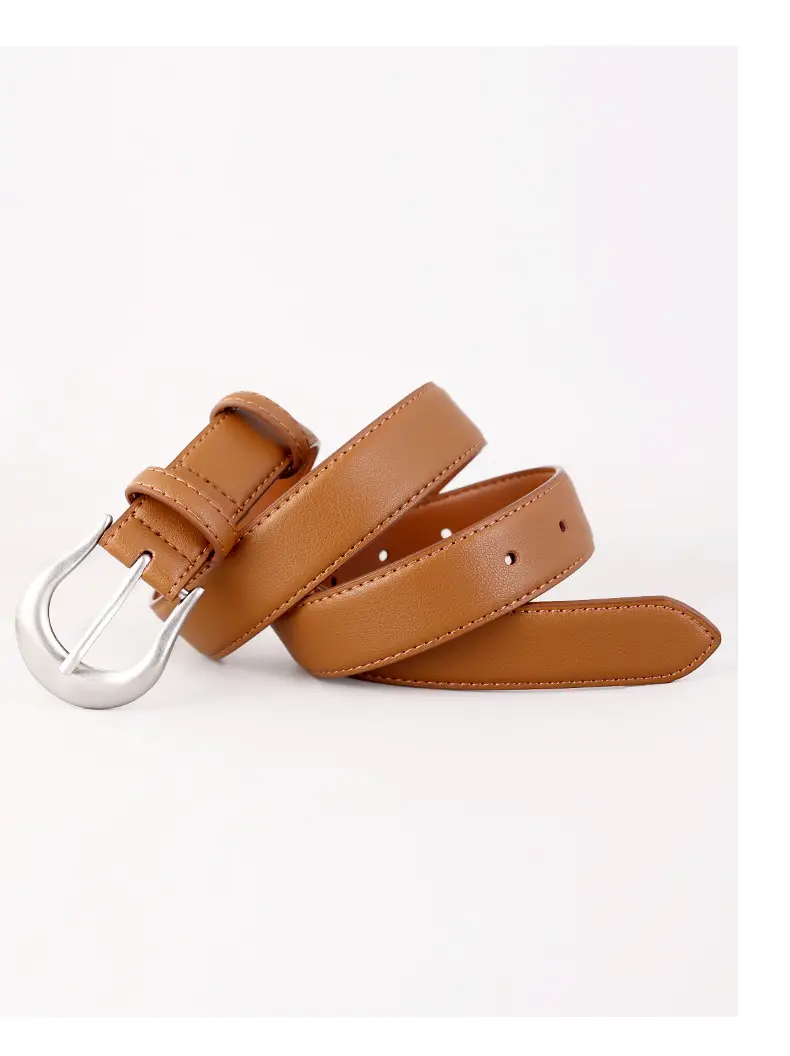 Women Genuine Leather Belt with Silver Buckle Black — feature 10