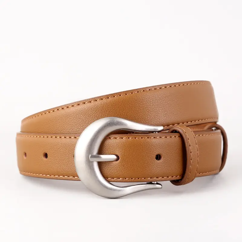 Women Genuine Leather Belt with Silver Buckle Black - Image 3