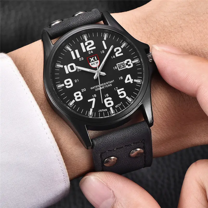 Men's Green Dial Quartz Watch with Black Silicone Band — feature 1