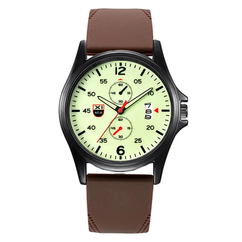 Men's Green Dial Quartz Watch with Black Silicone Band - Image 5