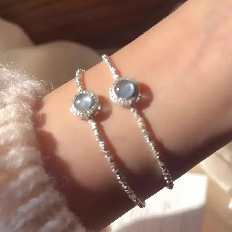 Aquamarine Broken Silver Bracelet Ring Combination — feature 5