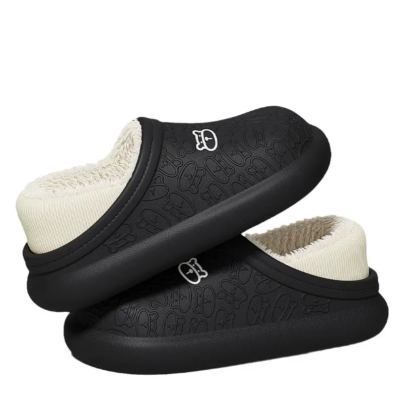New Cotton Slippers for Women in Stock Autumn and Winter Men's Bags with Waterproof Warm Velvet Thick-Soled Plush Confinement Shoes for Outer Wear Wholesale
