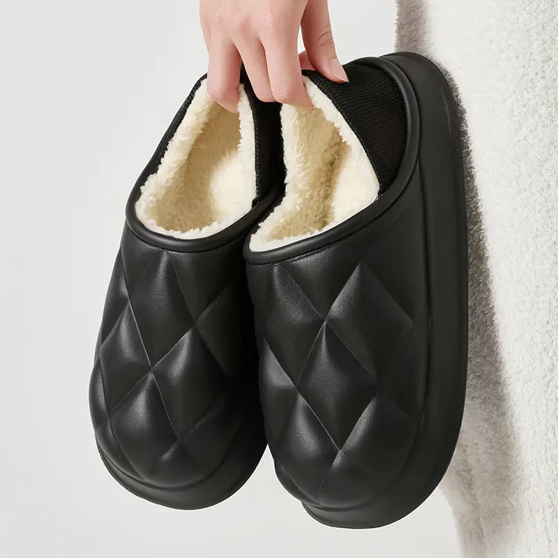 New Cotton Slippers for Women in Stock Autumn and Winter Men's Bags with Waterproof Warm Velvet Thick-Soled Plush Confinement Shoes for Outer Wear Wholesale