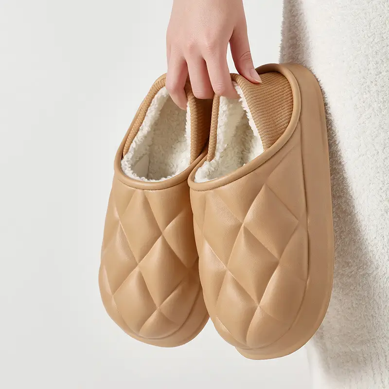 New Cotton Slippers for Women in Stock Autumn and Winter Men's Bags with Waterproof Warm Velvet Thick-Soled Plush Confinement Shoes for Outer Wear Wholesale