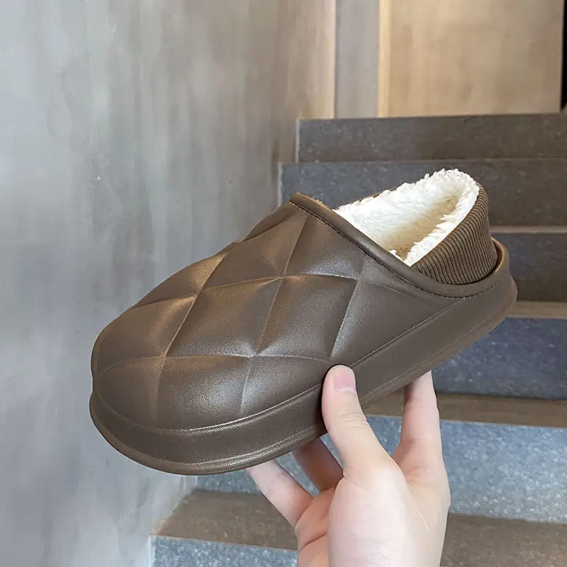 New Cotton Slippers for Women in Stock Autumn and Winter Men's Bags with Waterproof Warm Velvet Thick-Soled Plush Confinement Shoes for Outer Wear Wholesale