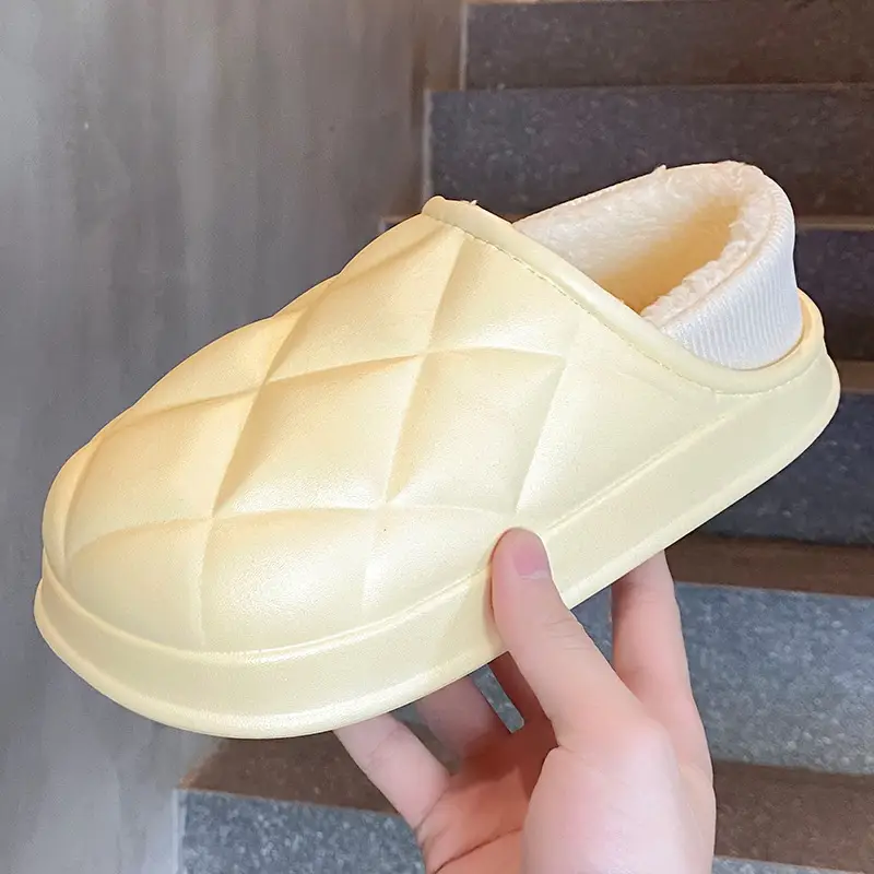 New Cotton Slippers for Women in Stock Autumn and Winter Men's Bags with Waterproof Warm Velvet Thick-Soled Plush Confinement Shoes for Outer Wear Wholesale