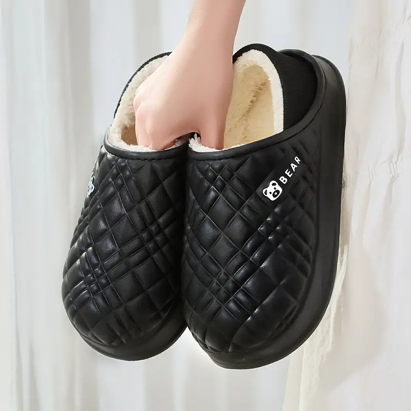 New Cotton Slippers for Women in Stock Autumn and Winter Men's Bags with Waterproof Warm Velvet Thick-Soled Plush Confinement Shoes for Outer Wear Wholesale