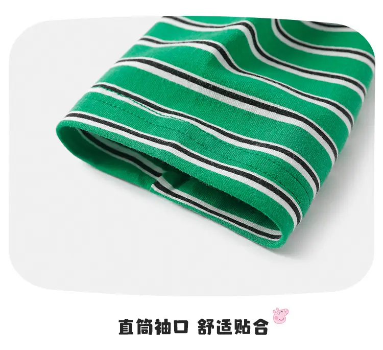 Children Cotton Piggy Print Long Sleeve T-Shirt Green White — feature 20
