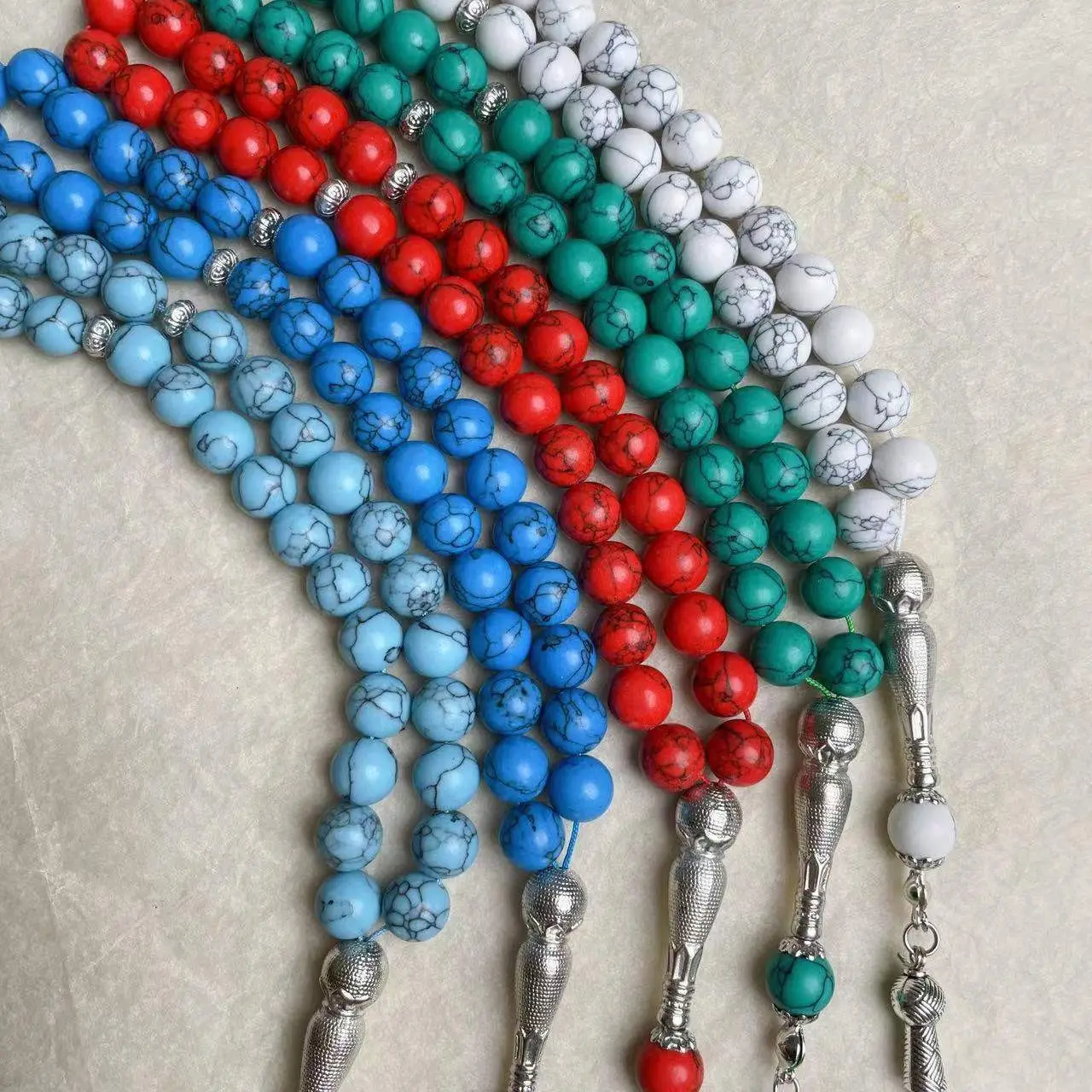 Turquoise Muslim Rosary Beads 10mm Tasbih Set - Image 2