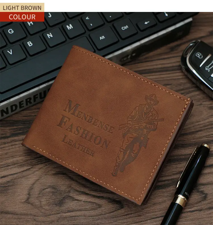 Men's Hunter Embossed Leather Wallet Brown — feature 21