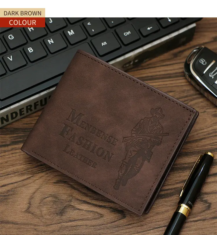 Men's Hunter Embossed Leather Wallet Brown — feature 22
