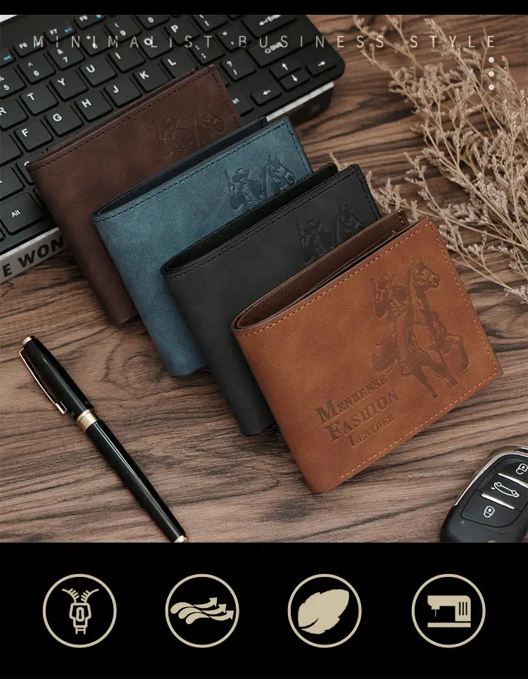 Men's Hunter Embossed Leather Wallet Brown — feature 3