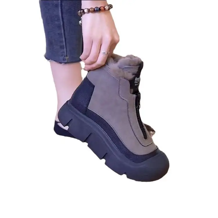 Women's Snow Boots 2026 New Winter Style, Fleece-Lined, Thick-Soled, Versatile, Height-Increasing, Non-Slip, Warm Cotton Short Boots - Image 7