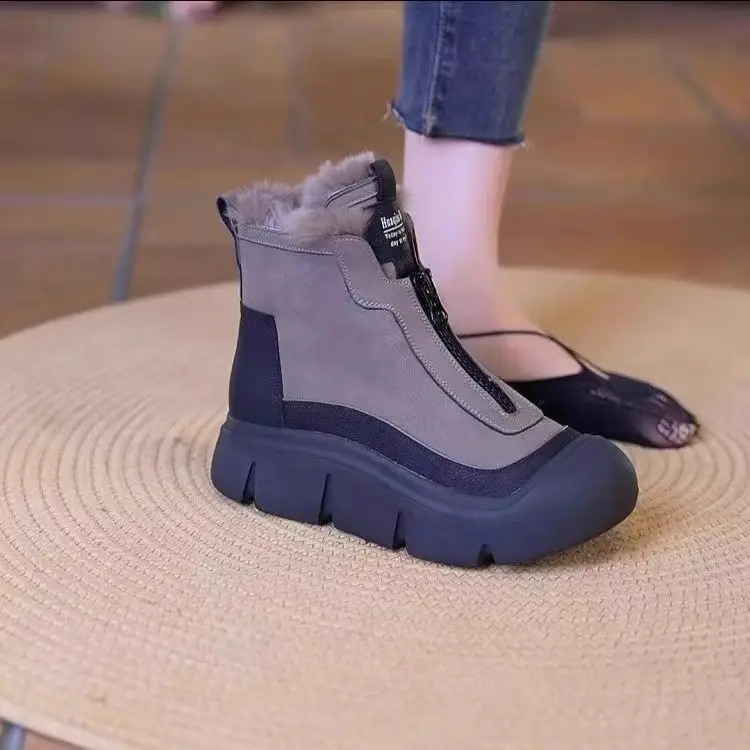 Women's Snow Boots 2026 New Winter Style, Fleece-Lined, Thick-Soled, Versatile, Height-Increasing, Non-Slip, Warm Cotton Short Boots — feature 5