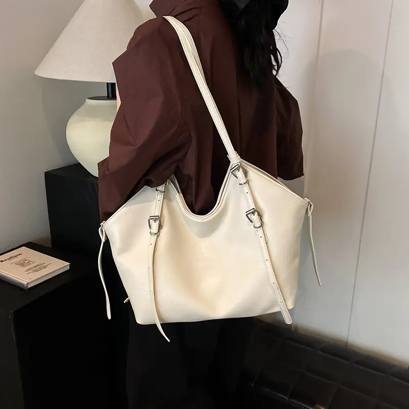 Women's Vintage Brown Tote Bag Large Capacity Crossbody - Image 6
