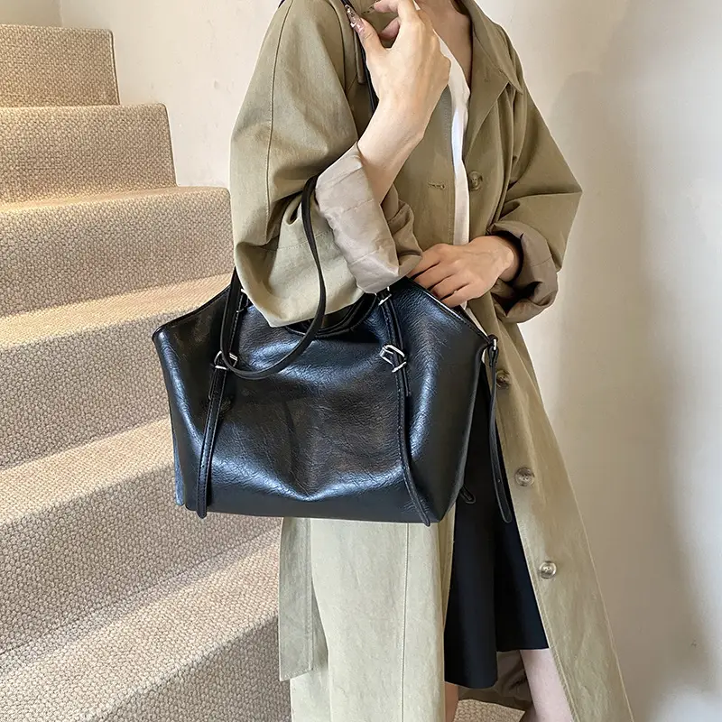 Women's Vintage Brown Tote Bag Large Capacity Crossbody - Image 7