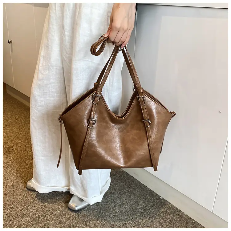 Women's Vintage Brown Tote Bag Large Capacity Crossbody — feature 19