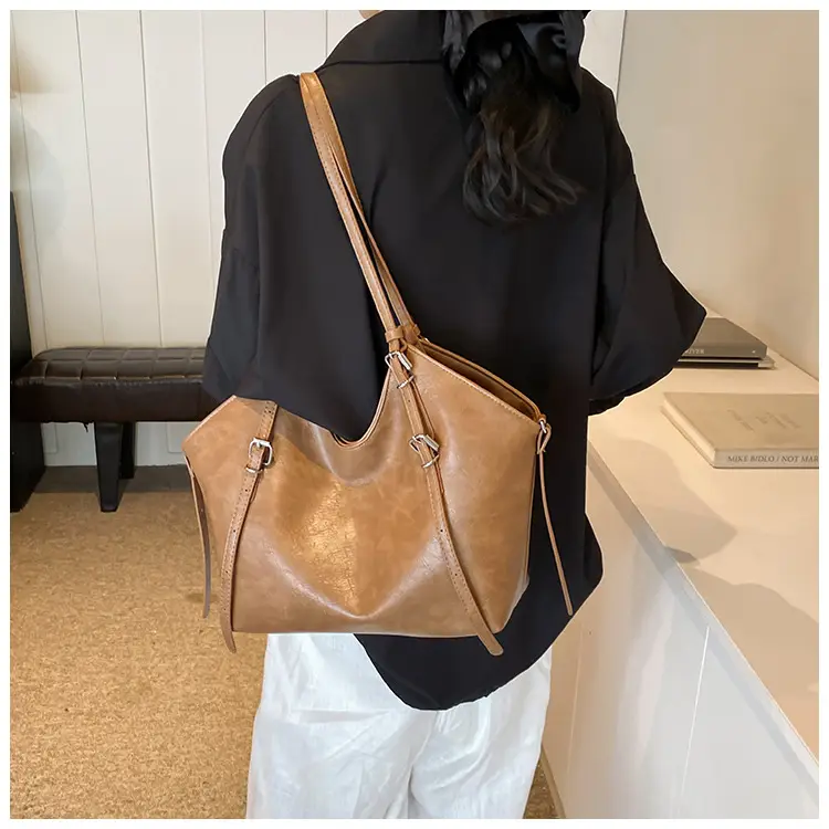 Women's Vintage Brown Tote Bag Large Capacity Crossbody — feature 21