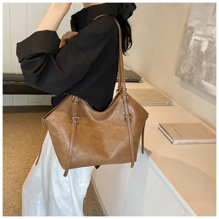 Women's Vintage Brown Tote Bag Large Capacity Crossbody — feature 22