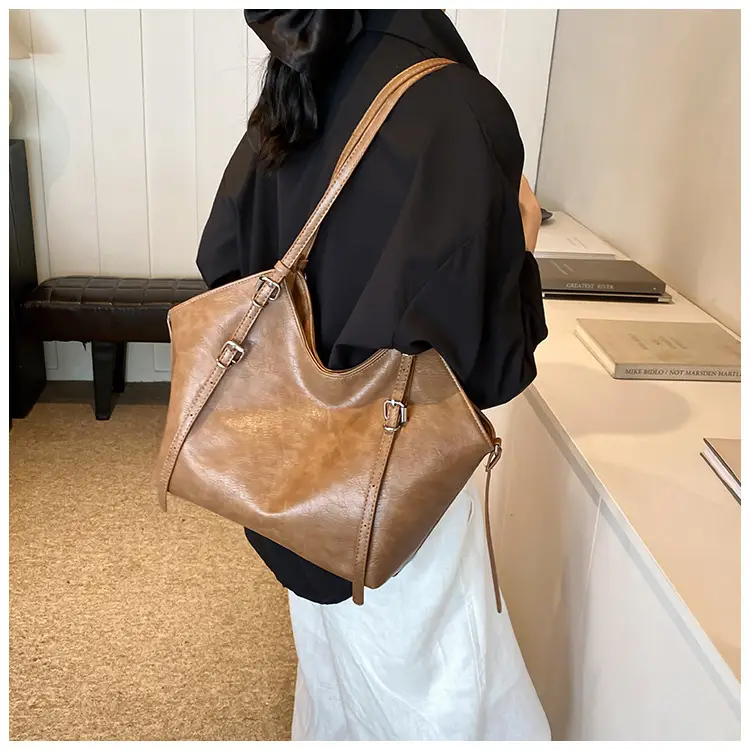 Women's Vintage Brown Tote Bag Large Capacity Crossbody — feature 23