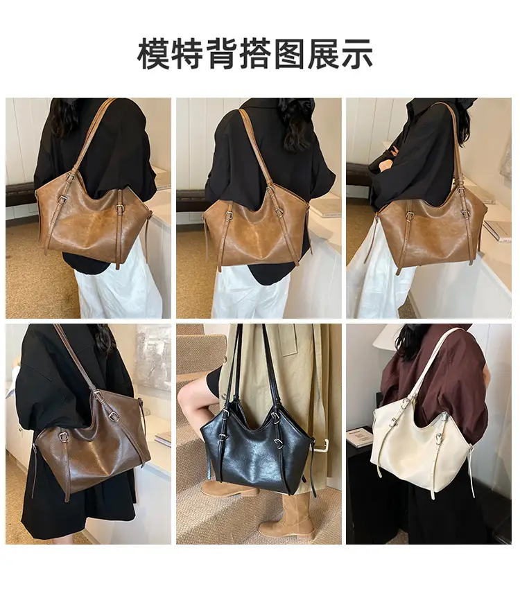 Women's Vintage Brown Tote Bag Large Capacity Crossbody — feature 3