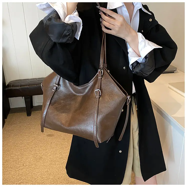 Women's Vintage Brown Tote Bag Large Capacity Crossbody — feature 33