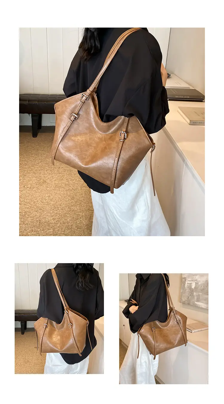 Women's Vintage Brown Tote Bag Large Capacity Crossbody — feature 7