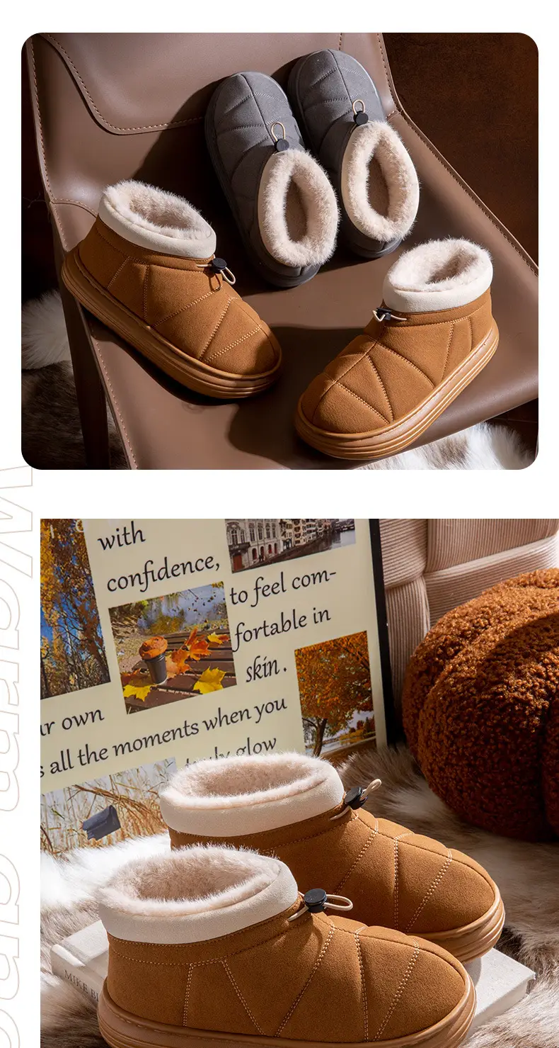 Women's Beige Fleece Snow Boots Warm Winter — feature 10
